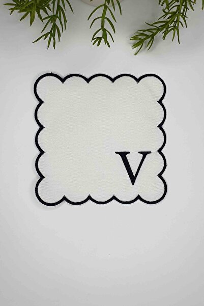 decofav Γράμμα Β Μαύρο Κεντημένο Μονόγραμμα Πανί Κοκτέιλ Χαρτοπετσέτα 1 Τεμάχιο