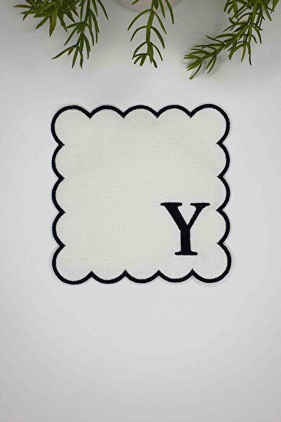 decofav Șervețel de cocktail din țesătură cu monogramă brodată cu litera Y, 1...