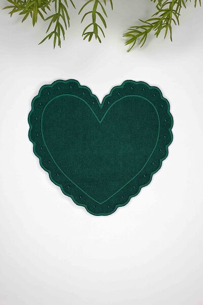 decofav Heart Shaped Nefti Green Fabric Green Embroidered Fabric Cocktail Napkin 1 Piece