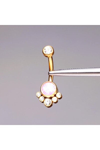 Rupen Kraft Yüksek Kalite G23 Titanium Pembe Opal 0o0 Taş Altın Titanyum Göbe...