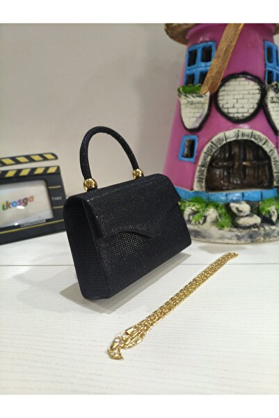 ikosga Silvery Black Stylish Evening Dress Box Bag