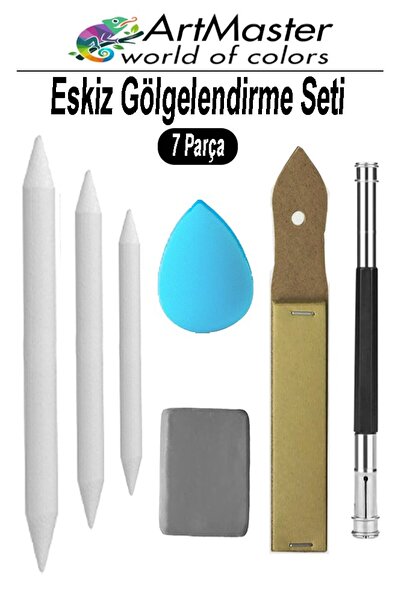 Artmaster Eskiz Gölgelendirme Seti 7 Parça 1 Paket Kalem Uzatma Aparatı Karak...