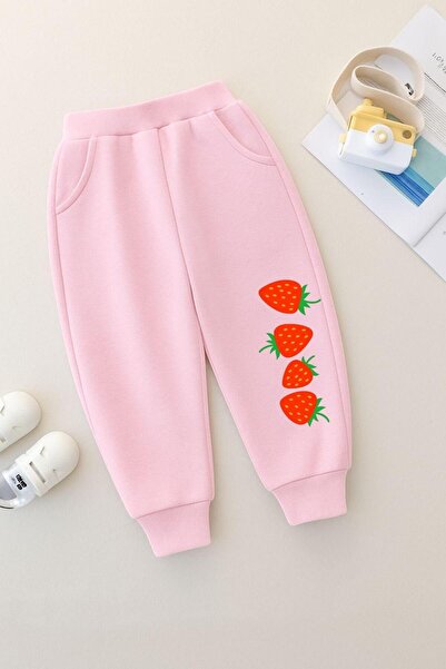 BENROMA Pantaloni de trening unisex pentru copii cu imprimeu căpșuni