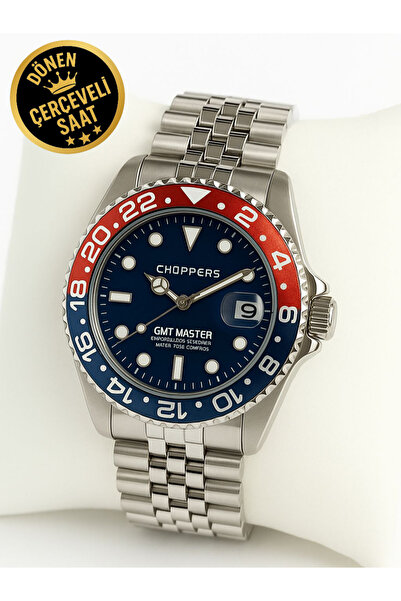 arpat time saat aksesuar Premium Steel, Dark Blue Dial Men's Watch with Calendar