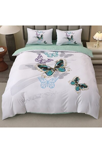 CumparaMisim Double bed linen, FINET, 5D Digital Print with Butterflies - Identical to the picture, With ELASTIC, 4 pieces