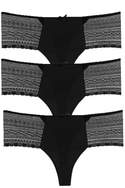 Vanilya Secret Dantel Lazer Tanga 3'Lü Paket