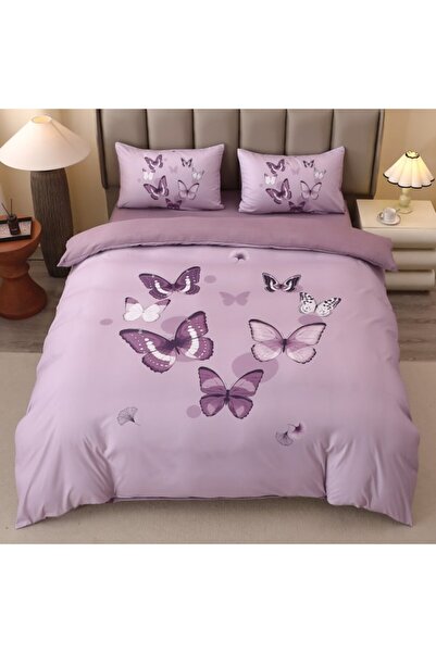 CumparaMisim Double bed linen, FINET, 5D Digital Print with Butterflies - Identical to the picture, With ELASTIC, 4 pieces