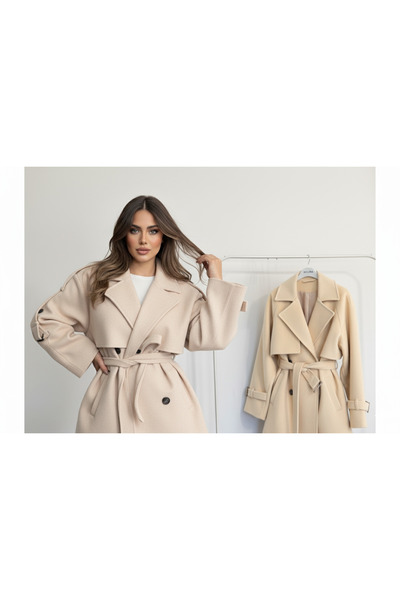 Lovely butik Trend Short Women's Trench Coat / Winter Short Trench Coat Jacket