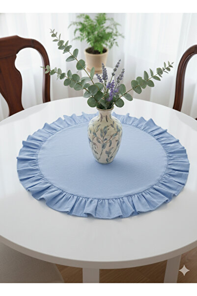LILYUM Pamuk Polyester Fırfırlı Yuvarlak Runner 60cm