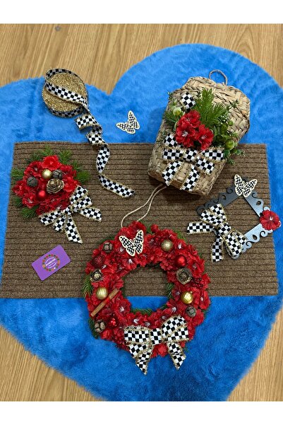 Marrone Red Special Set Christmas Door Decoration Doormat Socket Frame Door Basket Set of 4