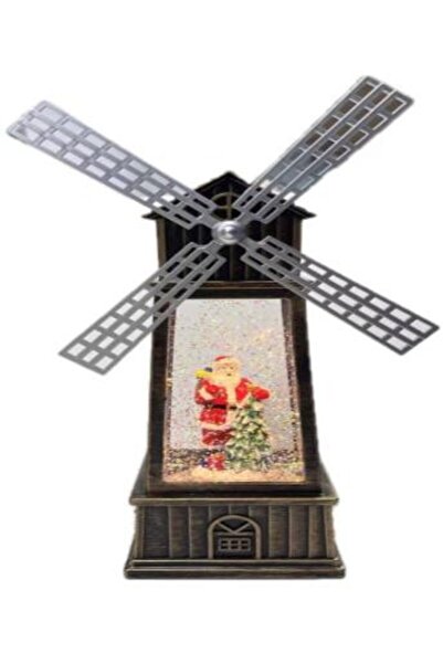 Craciun Moara de vant luminat Mos Craciun, Muzical cu Ventilator zapada ( cu batteri si acumularor)