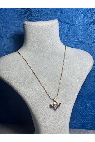 316 çelik Çelik Pink Angel Kanatlı Kalp Kolye