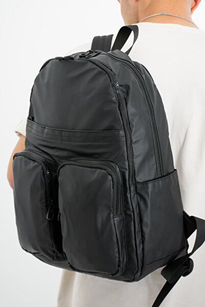 Sanmorris حقيبة ظهر عملية من القماش المجعد المقاوم للماء باللون الأسود للجنسين من GLC مع حجرة للكمبيوتر المحمول