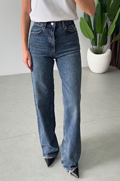 ECEMİ Karlin Mavi Yıkamalı Wide Leg Jean