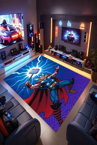 Reyhani Thor Desenli Kaymaz Taban Makinede Yıkanabilir Gaming Oyuncu Gamer Ge...