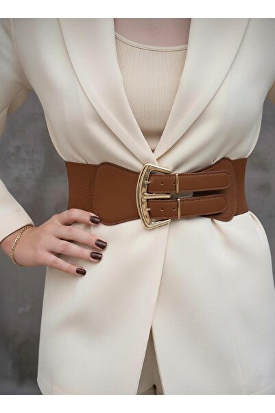 TR Gold Buckle Elastic Women's Belt Coat Belt,