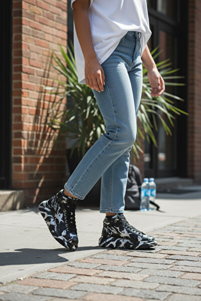 dehaine Women's Sneakers, High Top, 6617, Black