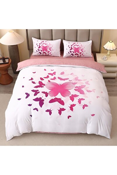 CumparaMisim Lenjerie pat dublu, FINET, Imprimeu Digital 5D cu Fluturi - Iden...