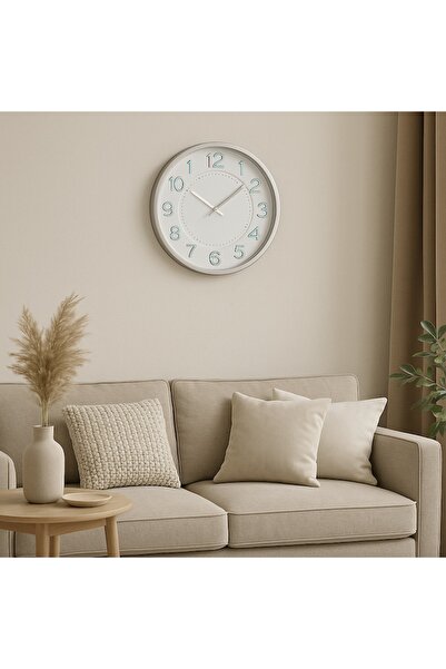 OEM Decorative wall clock, Living room wall clock, kitchen, Silent, Silver, 30x30x4 cm
