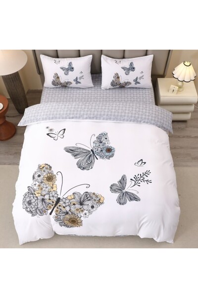 CumparaMisim Double bed linen, FINET, 5D Digital Print with Butterflies - Identical to the picture, With ELASTIC, 4 pieces