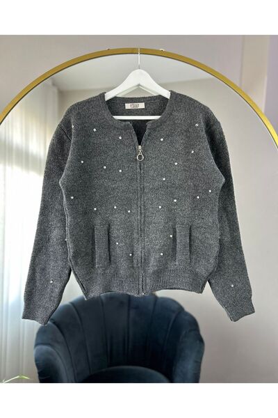 MODA NUA CEP GÖRÜNÜMLÜ FERMUARLI TAŞLI TRİKO HIRKA 3003