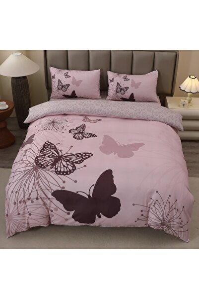 CumparaMisim Double bed linen, FINET, 5D Digital Print with Butterflies - Identical to the picture, With ELASTIC, 4 pieces