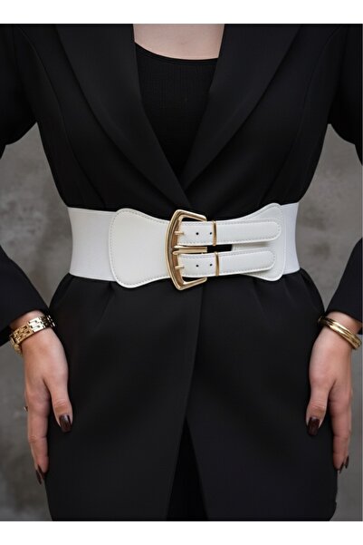 TR Gold Buckle Elastic Women's Belt Coat Belt,