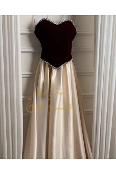 MEZON FASHION Luxurious Soft Evening Dress with Diamond Sash