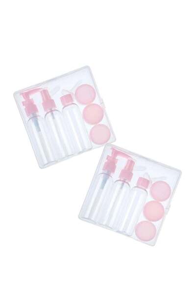 Generica مجموعة من 2 زجاجات مستحضرات تجميل بحجم السفر، 6 قطع، عبوات سائل مكياج تجميلي مع تورا