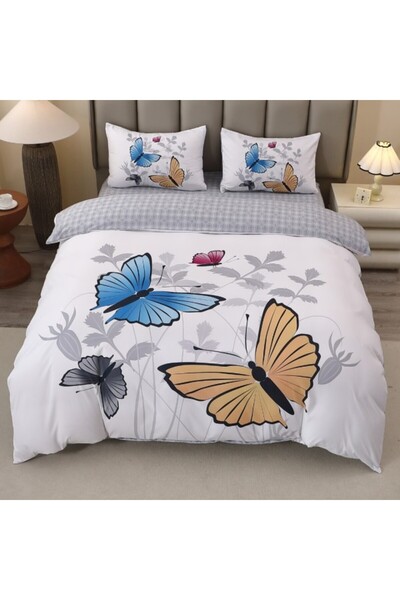 CumparaMisim Double bed linen, FINET, 5D Digital Print with Butterflies - Identical to the picture, With ELASTIC, 4 pieces