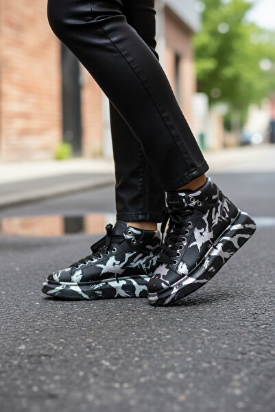 dehaine Women's Sneakers, High Top, 6617, Black