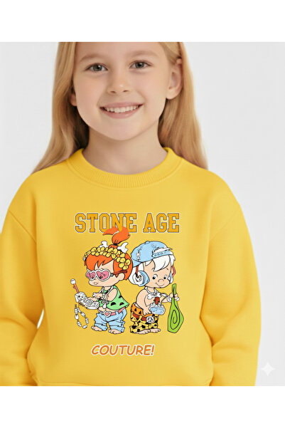 LİTTLE TORTOİSE Girl's Bambam and Chakil Printed Sweatshirt Tracksuit Set