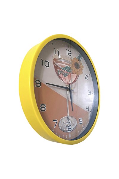 OEM Decorative wall clock, Living room wall clock, kitchen, Silent, Cocktail model, Yellow, 30x30x4