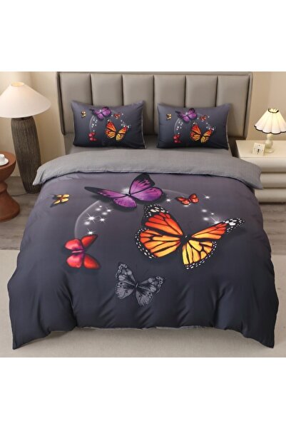 CumparaMisim Double bed linen, FINET, 5D Digital Print with Butterflies - Identical to the picture, With ELASTIC, 4 pieces
