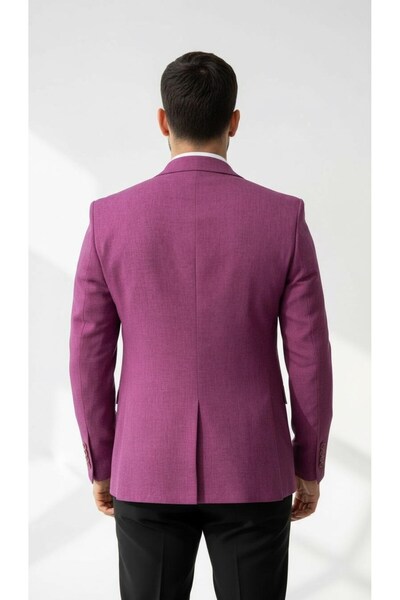 Plus Scorpion Purple Men's Slim Fit Single Button Blazer Jacket – Lined, Stylish and Modern Cut