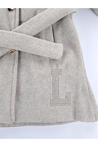 Butik Girl's Cashmere Coat with Lining Premium Quality Waist-Tied Buttoned