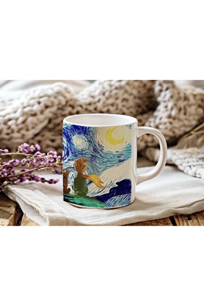 Beramussa كوب بتصميم الأمير الصغير والنجمة الليلية - هدية فنية لشخصية فان جوخ...