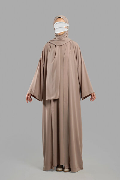 Lemaye Medina Silk Abaya Set - Stone