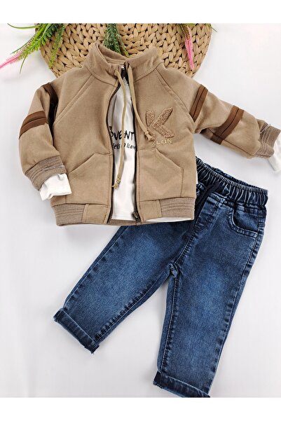Butik Baby Boy Children's Three-Piece Set Cashmere Coat Body Jeans Premium Quality