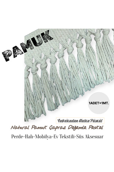 new colourse Dekoratif Pamuk EKRU püskül saçak halı perde mobilya evtekstili