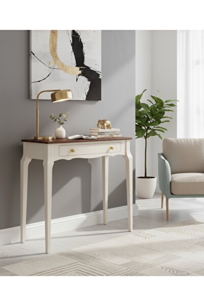 Wooding Mobilya 120 Cm Masif Konik Krem Ceviz Dresuar