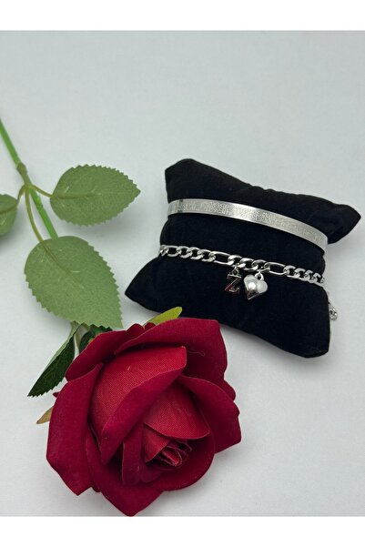 VENTİ VENTİSCA Ayetel Kürsi Bracelet with Lettered Bracelet and Heart Detail,...