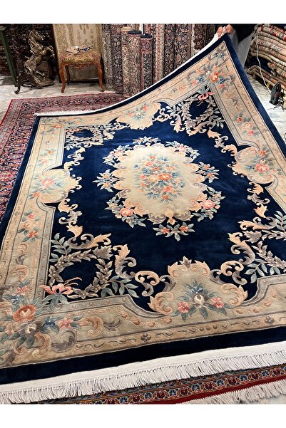 RD RAMAZAN DAĞ EL HALI SANATI El Dokuma Kabartmalı Çin Halısı Lacivert Renk 2...