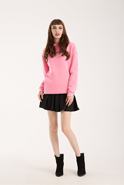 VEK Oversized Sweatshirt Hoodie Leopard Detailed Back Printed