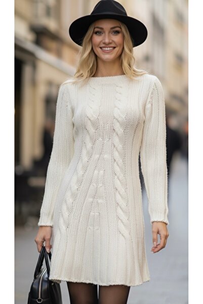 bohostyle Knitted Winter Dress, Short-Medium mini midi