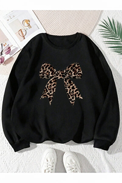 one button Unisex Φούτερ με λεοπάρ σχέδιο με λεπτομέρεια κορδέλας με τύπωμα μ...
