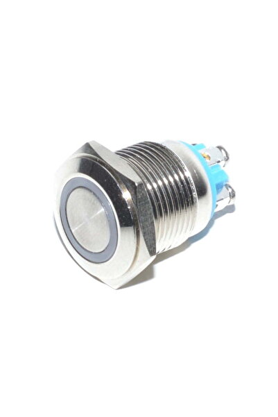 ElectroAZ Buton metalic cu LED, tip apăsare, cu LED, fără blocare, 16 mm, 12 V