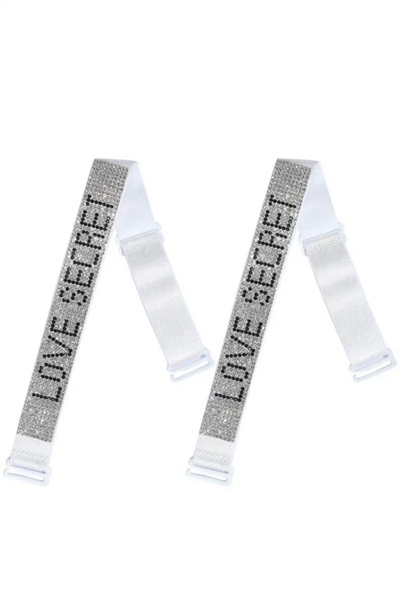 Genel Markalar Parlak Taş Detaylı "Love Secret" Yazılı Tasarım Sütyen Askısı