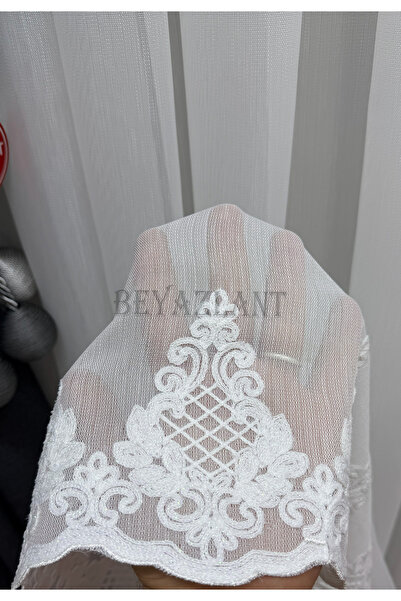 BEYAZLANT FİDLİNEVEYS GÜPÜRLÜ ETEK BAMBU MODERN 1/3 SIK PİLELİ TÜL PERDE |ÜTÜ...