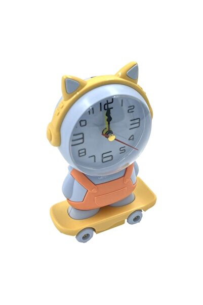 OEM Children's alarm clock, cat on skateboard model, blue